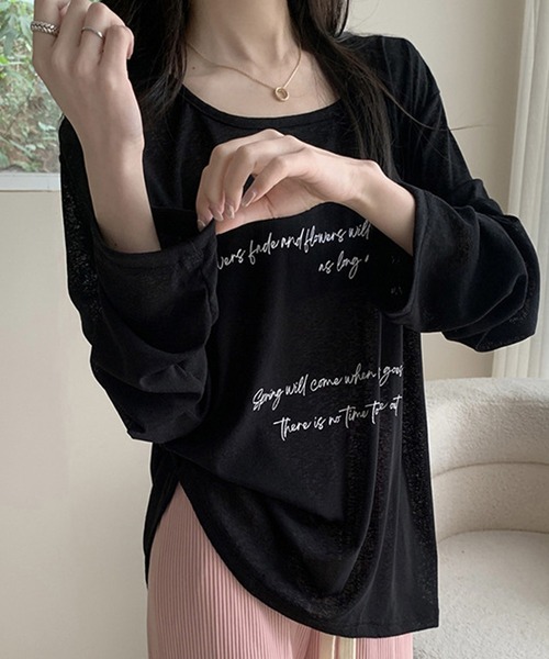 ALTROSE(アルトローズ)の「シアー ロゴ オーバーサイズ プリント ロンT(Tシャツ/カットソー・レディース・ブラック/ホワイト・FREE)」の10枚目の写真