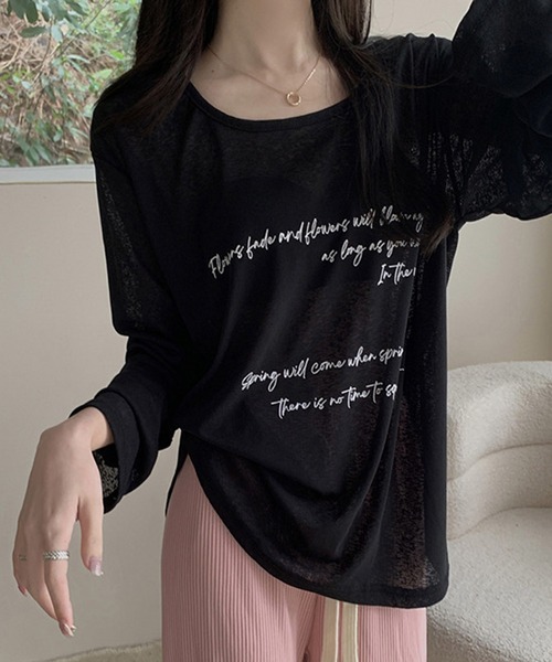 ALTROSE(アルトローズ)の「シアー ロゴ オーバーサイズ プリント ロンT(Tシャツ/カットソー・レディース・ブラック/ホワイト・FREE)」の11枚目の写真