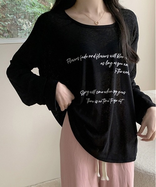 ALTROSE(アルトローズ)の「シアー ロゴ オーバーサイズ プリント ロンT(Tシャツ/カットソー・レディース・ブラック/ホワイト・FREE)」の12枚目の写真