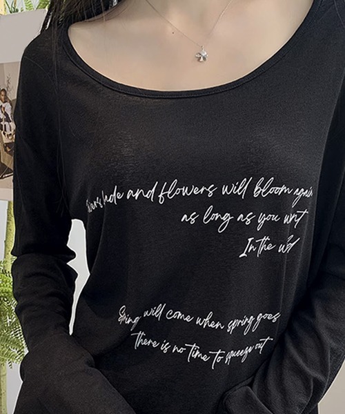ALTROSE(アルトローズ)の「シアー ロゴ オーバーサイズ プリント ロンT(Tシャツ/カットソー・レディース・ブラック/ホワイト・FREE)」の13枚目の写真