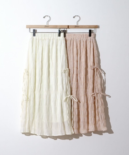 flower(フラワー)の「サイドリボンスカート(スカート・レディース・アイボリー/ベージュ・FREE)」の3枚目の写真