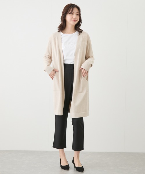 Jayro(ジャイロ)の「リブ切替ロングカーディガン(カーディガン/ボレロ・レディース・ブラック/ライトグリーン/ピンク/ベージュ/ネイビー/イエロー/グレー・FREE)」の4枚目の写真