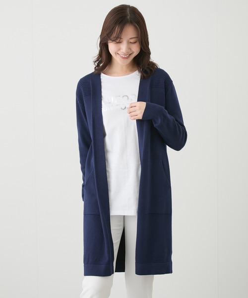 Jayro(ジャイロ)の「リブ切替ロングカーディガン(カーディガン/ボレロ・レディース・ブラック/ライトグリーン/ピンク/ベージュ/ネイビー/イエロー/グレー・FREE)」の1枚目の写真