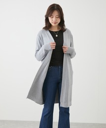 リブ切替ロングカーディガン