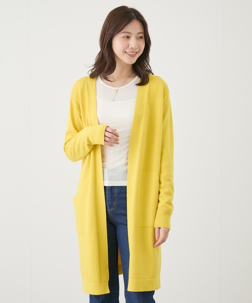 Jayro(ジャイロ)の「リブ切替ロングカーディガン(カーディガン/ボレロ・レディース・ブラック/ライトグリーン/ピンク/ベージュ/ネイビー/イエロー/グレー・FREE)」の6枚目の写真