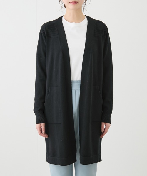 Jayro(ジャイロ)の「リブ切替ロングカーディガン(カーディガン/ボレロ・レディース・ブラック/ライトグリーン/ピンク/ベージュ/ネイビー/イエロー/グレー・FREE)」の16枚目の写真