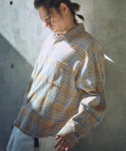ADAM PATEK(アダムパテック)の「ms6013-check looose shirt シャツ(シャツ/ブラウス・メンズ・ブルー/オレンジ・2/1)」の4枚目の写真