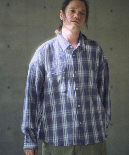 ADAM PATEK(アダムパテック)の「ms6013-check looose shirt シャツ(シャツ/ブラウス・メンズ・ブルー/オレンジ・2/1)」の10枚目の写真