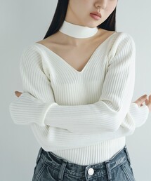 CODE A（コードエー）の「open neck bow knit（ニット/セーター）」