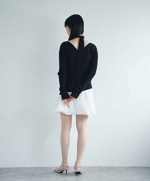 セール】open neck bow knit（ニット/セーター）｜CODE A