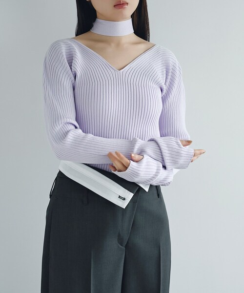 セール】open neck bow knit（ニット/セーター）｜CODE A