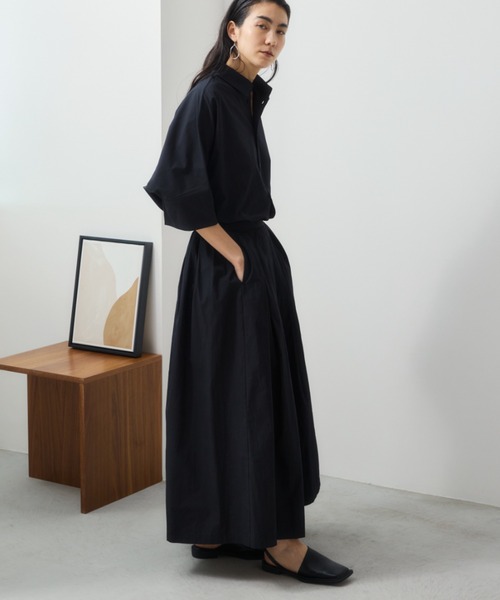 Libra Cue（リブラ キュー）の「タックボリュームロングスカート（スカート・レディース・その他1/ブラウン/ブラック・FREE）」の5枚目の写真