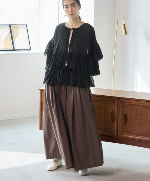 Libra Cue（リブラ キュー）の「タックボリュームロングスカート（スカート・レディース・その他1/ブラウン/ブラック・FREE）」の13枚目の写真