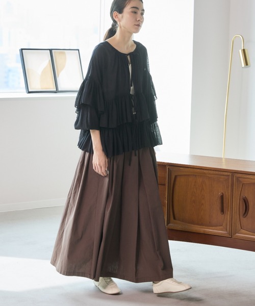 Libra Cue（リブラ キュー）の「タックボリュームロングスカート（スカート・レディース・その他1/ブラウン/ブラック・FREE）」の14枚目の写真