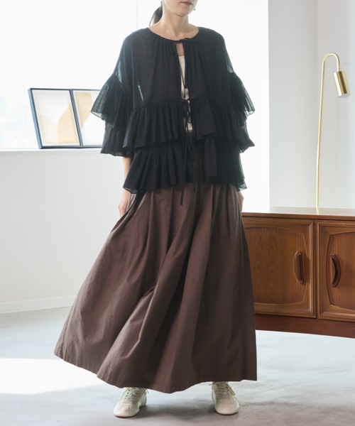 Libra Cue（リブラ キュー）の「タックボリュームロングスカート（スカート・レディース・その他1/ブラウン/ブラック・FREE）」の15枚目の写真