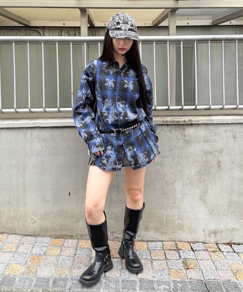 Figments（フィグメンツ）の「ブリーチチェックシャツ（シャツ/ブラウス・レディース・ブラック/レッド/ブルー・FREE）」の20枚目の写真