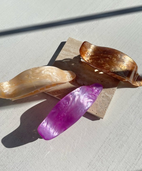 tone（トーン）の「KuKuLu TOKYO/ヘキサゴンサイドバンスクリップ（mini size)（バレッタ/ヘアクリップ・レディース・ブラウン/アイボリー/パープル・FREE）」の6枚目の写真