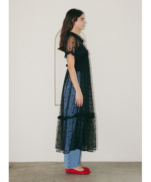 COEL(コエル)の「オリジナル刺繍チュールワンピース(ワンピース・レディース・ベージュ/グレー/ブラック・38/36)」の8枚目の写真