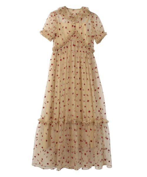 COEL(コエル)の「オリジナル刺繍チュールワンピース(ワンピース・レディース・ベージュ/グレー/ブラック・38/36)」の13枚目の写真