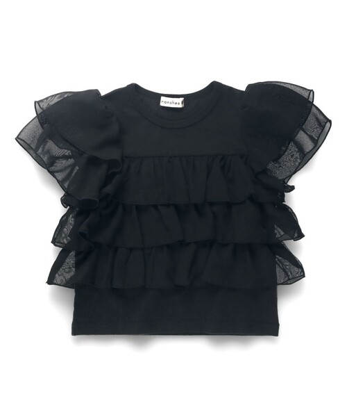 BRANSHES(ブランシェス)の「フリル半袖Tシャツ(Tシャツ/カットソー・キッズ・オフホワイト/ブラック・100/120/90/140/150/130/110)」の4枚目の写真