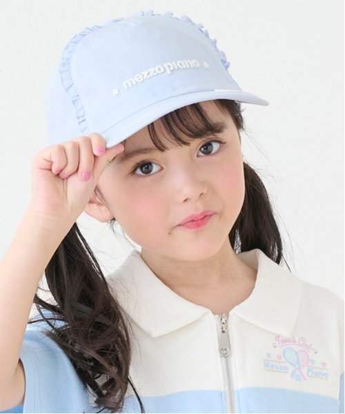 mezzo piano（メゾピアノ）の「ロゴフリル　キャップ（キャップ・キッズ・ラベンダー/ブラック/サックスブルー・F）」の16枚目の写真