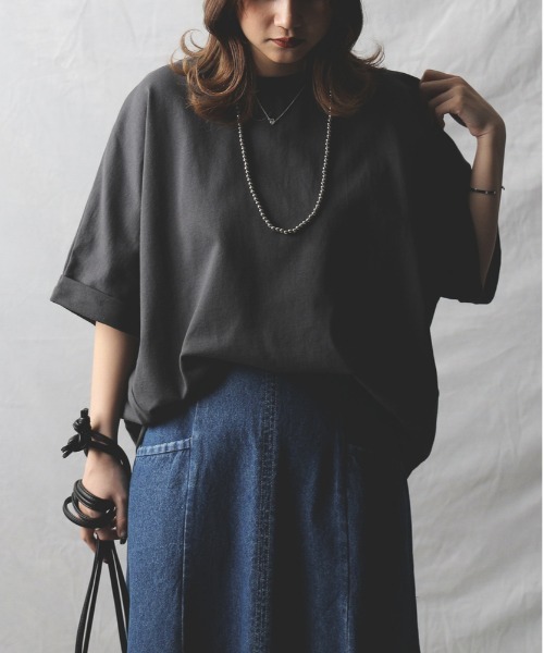 HONEYSUCKLE ROSE（ハニーサックルローズ）の「【HONEYSUCKLE ROSE】コクーンシルエットドルマンＴシャツ（Tシャツ/カットソー・レディース・ダークグレー/ピンク/オフホワイト・M/L）」の2枚目の写真