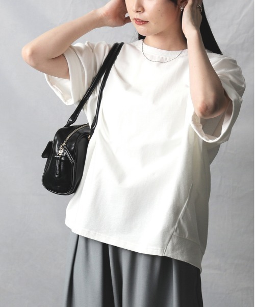 HONEYSUCKLE ROSE（ハニーサックルローズ）の「【HONEYSUCKLE ROSE】コクーンシルエットドルマンＴシャツ（Tシャツ/カットソー・レディース・ダークグレー/ピンク/オフホワイト・M/L）」の7枚目の写真