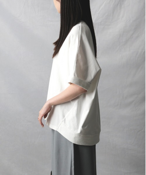 HONEYSUCKLE ROSE（ハニーサックルローズ）の「【HONEYSUCKLE ROSE】コクーンシルエットドルマンＴシャツ（Tシャツ/カットソー・レディース・ダークグレー/ピンク/オフホワイト・M/L）」の8枚目の写真