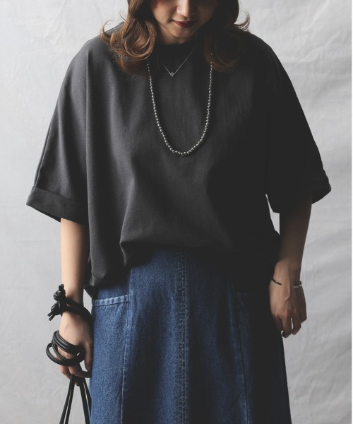 HONEYSUCKLE ROSE（ハニーサックルローズ）の「【HONEYSUCKLE ROSE】コクーンシルエットドルマンＴシャツ（Tシャツ/カットソー・レディース・ダークグレー/ピンク/オフホワイト・M/L）」の10枚目の写真