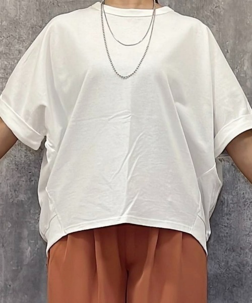 HONEYSUCKLE ROSE（ハニーサックルローズ）の「【HONEYSUCKLE ROSE】コクーンシルエットドルマンＴシャツ（Tシャツ/カットソー・レディース・ダークグレー/ピンク/オフホワイト・M/L）」の16枚目の写真