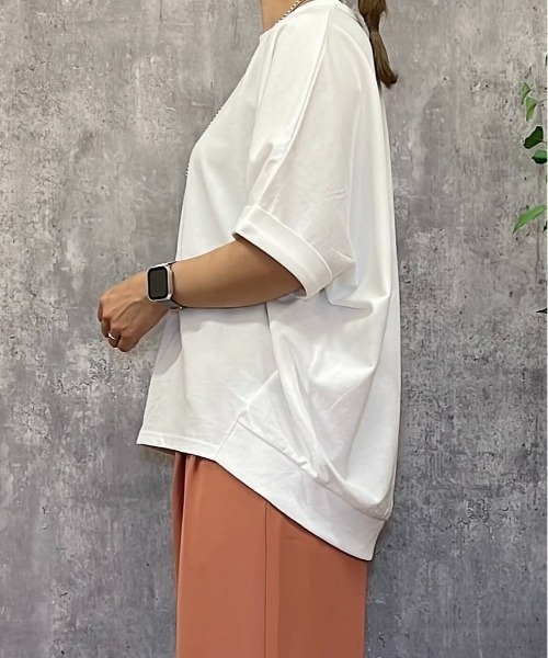 HONEYSUCKLE ROSE（ハニーサックルローズ）の「【HONEYSUCKLE ROSE】コクーンシルエットドルマンＴシャツ（Tシャツ/カットソー・レディース・ダークグレー/ピンク/オフホワイト・M/L）」の17枚目の写真