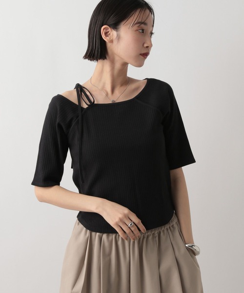 にこ セール】ネックデザインタイト5S 323124（Tシャツ/カットソー