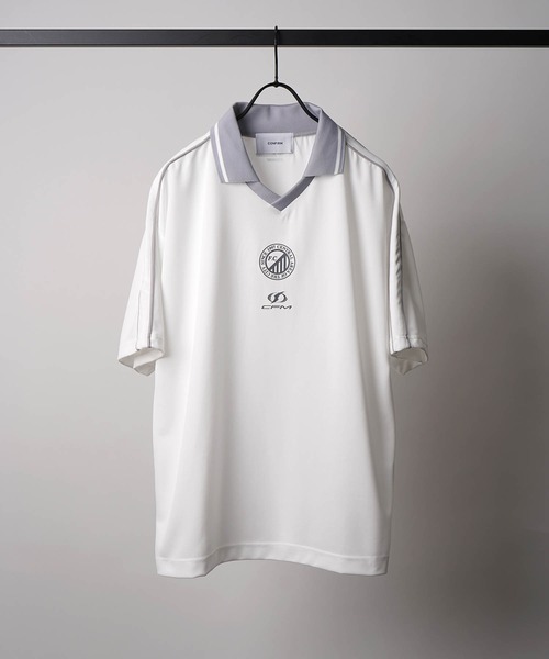Confirm(コンファーム)の「フロントプリント サイドライン ユニフォーム半袖Tシャツ メンズ レディース(Tシャツ/カットソー・メンズ・ブラック/ホワイト/チャコールグレー/グレー・L/M)」の1枚目の写真