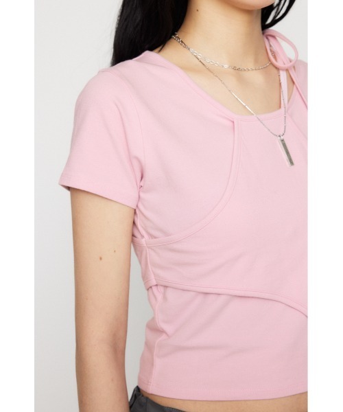 LAGUA GEM(ラグアジェム)の「NECK RIBBON CROP Tシャツ(Tシャツ/カットソー・レディース・ホワイト/ブラック/ライトピンク・FREE)」の20枚目の写真
