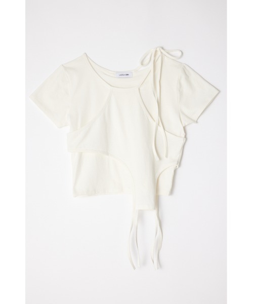 LAGUA GEM(ラグアジェム)の「NECK RIBBON CROP Tシャツ(Tシャツ/カットソー・レディース・ホワイト/ブラック/ライトピンク・FREE)」の8枚目の写真