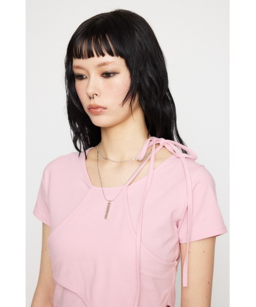 LAGUA GEM(ラグアジェム)の「NECK RIBBON CROP Tシャツ(Tシャツ/カットソー・レディース・ホワイト/ブラック/ライトピンク・FREE)」の19枚目の写真