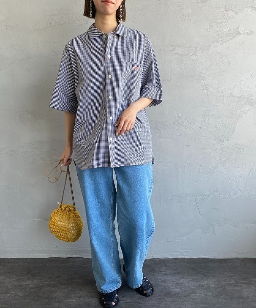 DANTON（ダントン）の「[DANTON/ダントン] コットンポプリン ショートスリーブワークシャツ(チェック)（シャツ/ブラウス・レディース・ブラック/ベージュ・38/40/42）」の7枚目の写真