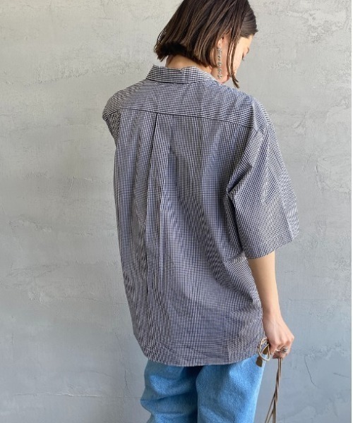 DANTON（ダントン）の「[DANTON/ダントン] コットンポプリン ショートスリーブワークシャツ(チェック)（シャツ/ブラウス・レディース・ブラック/ベージュ・38/40/42）」の10枚目の写真