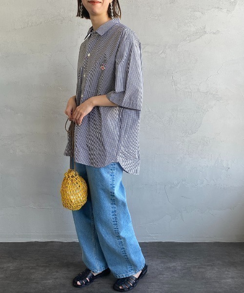 DANTON（ダントン）の「[DANTON/ダントン] コットンポプリン ショートスリーブワークシャツ(チェック)（シャツ/ブラウス・レディース・ブラック/ベージュ・38/40/42）」の11枚目の写真