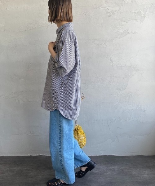 DANTON（ダントン）の「[DANTON/ダントン] コットンポプリン ショートスリーブワークシャツ(チェック)（シャツ/ブラウス・レディース・ブラック/ベージュ・38/40/42）」の12枚目の写真