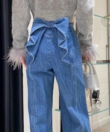UP START（アップスタート）の「【LAMPOON】バックリボンデニムパンツ（デニムパンツ）」
