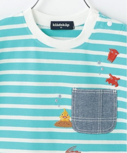 kladskap(クレードスコープ)の「【人気商品のため再入荷】深海刺しゅうボーダー半袖Tシャツ(Tシャツ/カットソー・キッズ・ターコイズブルー/ロイヤルブルー・100cm/110cm/120cm/90cm/80cm/130cm)」の15枚目の写真