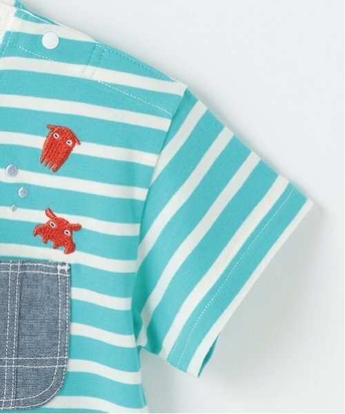 kladskap(クレードスコープ)の「【人気商品のため再入荷】深海刺しゅうボーダー半袖Tシャツ(Tシャツ/カットソー・キッズ・ターコイズブルー/ロイヤルブルー・100cm/110cm/120cm/90cm/80cm/130cm)」の14枚目の写真