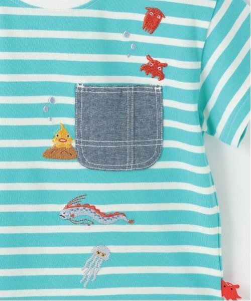 kladskap(クレードスコープ)の「【人気商品のため再入荷】深海刺しゅうボーダー半袖Tシャツ(Tシャツ/カットソー・キッズ・ターコイズブルー/ロイヤルブルー・100cm/110cm/120cm/90cm/80cm/130cm)」の13枚目の写真