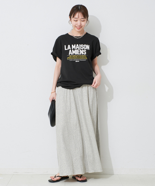 SLOBE IENA（スローブイエナ）の「LA HUTTE/ラ ユット SLOBE別注 ロゴTEE（Tシャツ/カットソー・レディース・ブラック/ホワイト/チャコールグレー・FREE）」の4枚目の写真