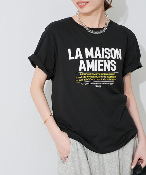 SLOBE IENA（スローブイエナ）の「LA HUTTE/ラ ユット SLOBE別注 ロゴTEE（Tシャツ/カットソー・レディース・ブラック/ホワイト/チャコールグレー・FREE）」の12枚目の写真