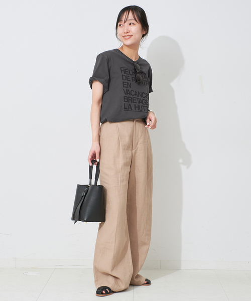 SLOBE IENA（スローブイエナ）の「LA HUTTE/ラ ユット SLOBE別注 ロゴTEE（Tシャツ/カットソー・レディース・ブラック/ホワイト/チャコールグレー・FREE）」の14枚目の写真