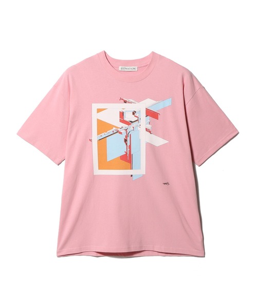 ESTNATION（エストネーション）の「ESTNATION / DELTA プリントショートスリーブTシャツ（Tシャツ/カットソー・メンズ・ホワイト/ブラック/ピンク・MEDIUM/LARGE/SMALL/X-LARGE）」の3枚目の写真