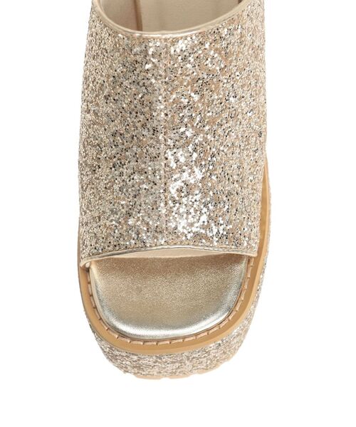 EVRIS（エヴリス）の「グリッターチャンキーヒールサンダル