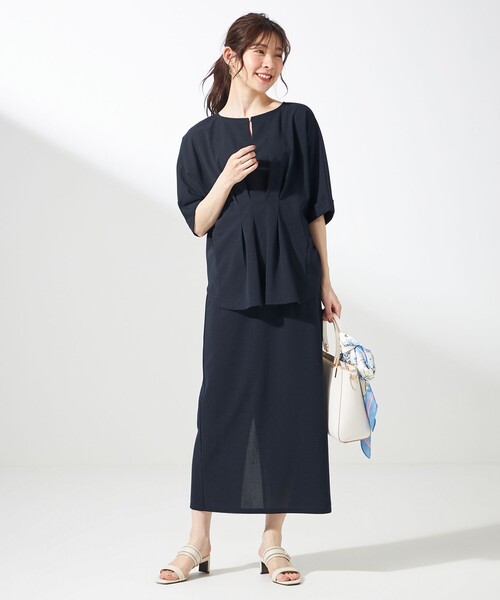 ANY SIS（エニィスィス）の「【前後着用・UVケア・洗える】2WAYジョーゼットジャージードルマン カットソー（Tシャツ/カットソー・レディース・黄土色系/アイボリー系/ダークグリーン系/ネイビー系・4）」の17枚目の写真